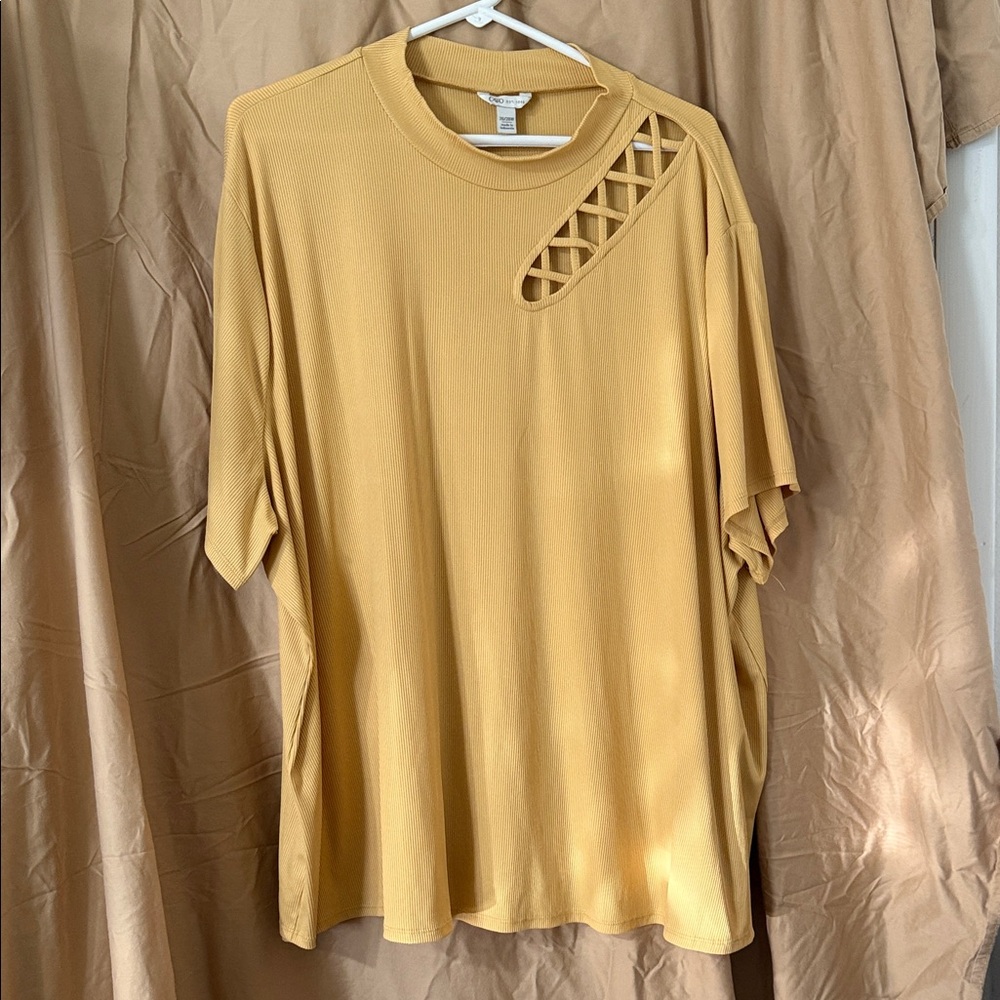 Cato Mustard Cutout Blouse